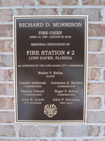 Richard D. Morrison Fire Station Dedication Plaque