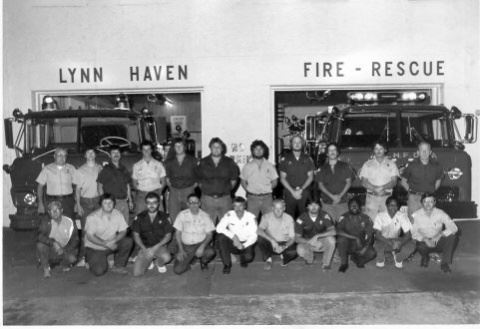 Lynn Haven Fire and Rescue Group Next to Building